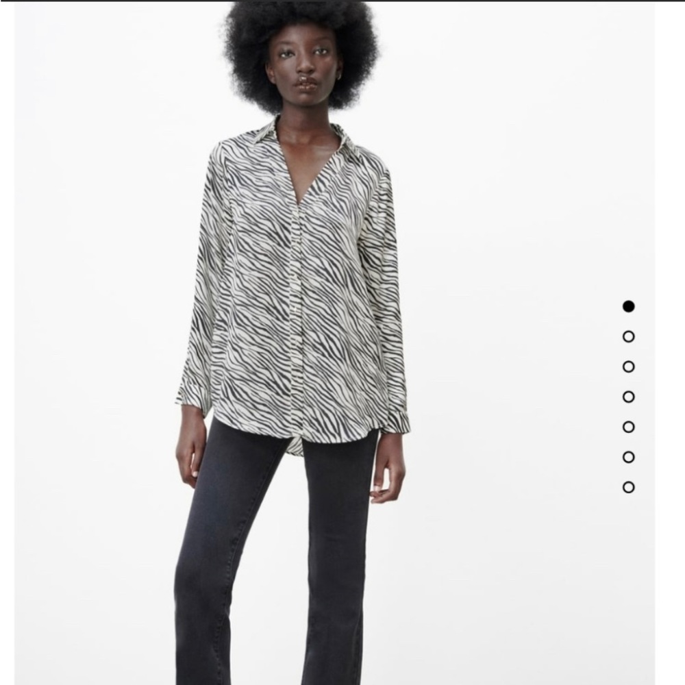 ZARA SATIN EFFECT BUTTON DOWN SHIRT
